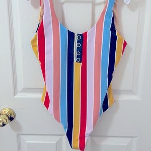 Striped one piece swimsuit